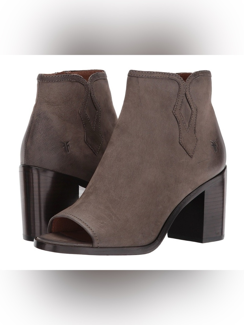 Frye Taupe Suede Peep-Toe Mule Booties